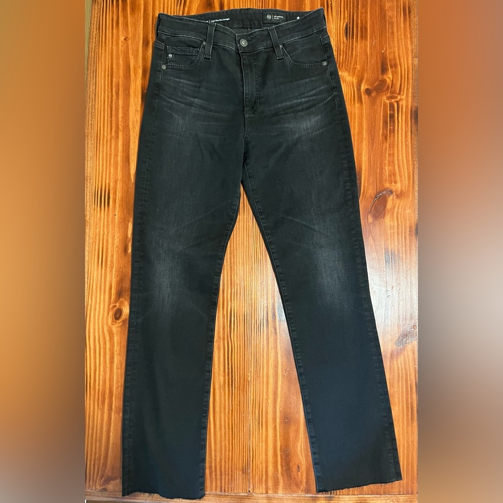 AG Adriano Goldschmied Women’s  High Rise Black Jeans Raw hem slim/straight leg